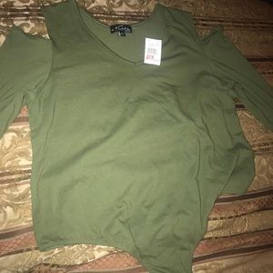 Plus size bodysuit with shoulder cut-outs